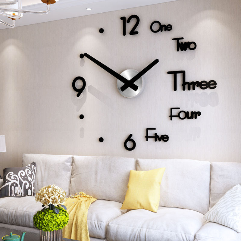 DIY 3D Wall Clock, Black Letters&Numbers - Pinkyshop