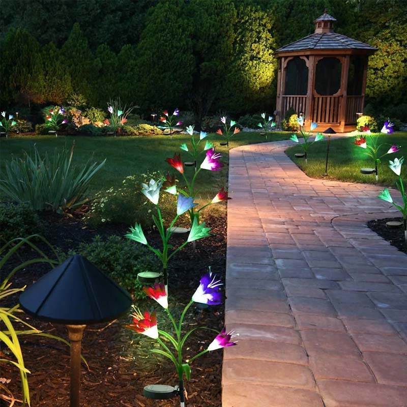 Lily Solar Garden Stake Lights (1 Pack of 4 Lilies) - Pinkyshop