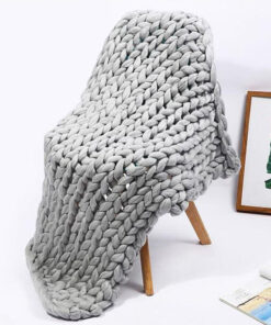 Hand Chunky Knitted Blanket Winter Soft Warm Knitting Throw - Pinkyshop