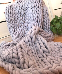 Hand Chunky Knitted Blanket Winter Soft Warm Knitting Throw - Pinkyshop