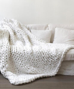 Hand Chunky Knitted Blanket Winter Soft Warm Knitting Throw - Pinkyshop