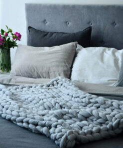 Hand Chunky Knitted Blanket Winter Soft Warm Knitting Throw - Pinkyshop