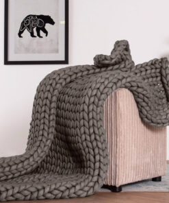 Hand Chunky Knitted Blanket Winter Soft Warm Knitting Throw - Pinkyshop