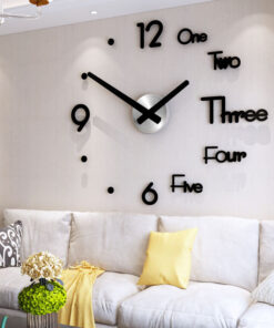 DIY 3D Wall Clock, Black Letters&Numbers - Pinkyshop