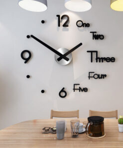 DIY 3D Wall Clock, Black Letters&Numbers - Pinkyshop