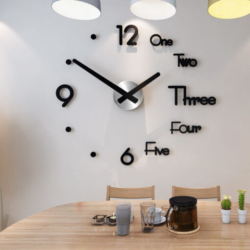 DIY 3D Wall Clock, Black Letters&Numbers - Pinkyshop