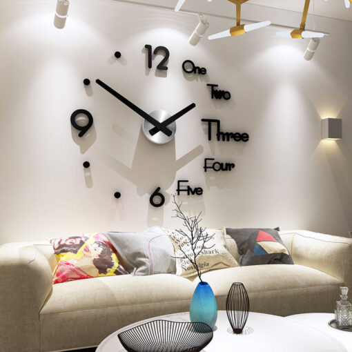 DIY 3D Wall Clock, Black Letters&Numbers - Pinkyshop